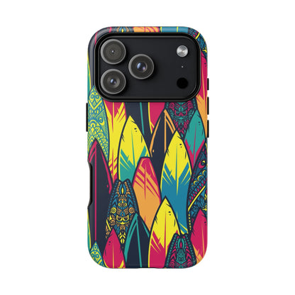 Colorful Surfboard Pattern Tough Phone Case — Tropical Beach Vibe