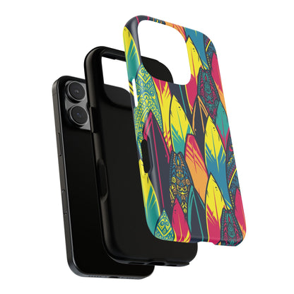 Colorful Surfboard Pattern Tough Phone Case — Tropical Beach Vibe