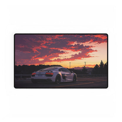 Sunset Supercar Desk Mat — Large Gaming/Work Mousepad with Scenic Car Print