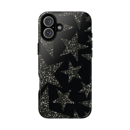 Glitter Star Tough Case — Black Sparkle Phone Case