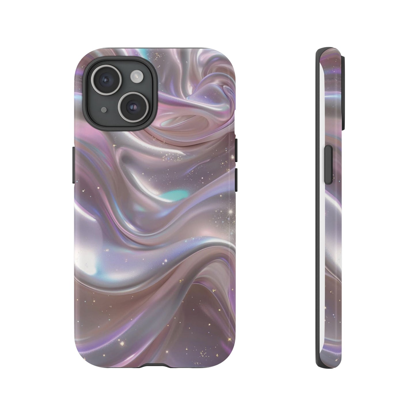Iridescent Marble Tough Phone Case — Shimmery Swirl Protective Cover