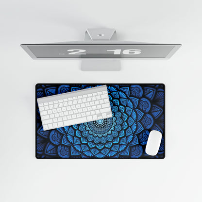 Blue Mandala Desk Mat — Large Yoga-Inspired Gaming Mouse Pad