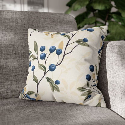 Blueberry Branch Decorative Pillowcase — Floral Throw Pillow Cover