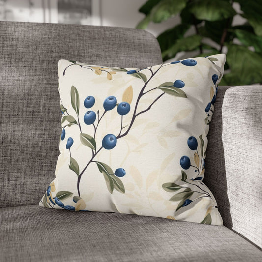 Blueberry Branch Decorative Pillowcase — Floral Throw Pillow Cover