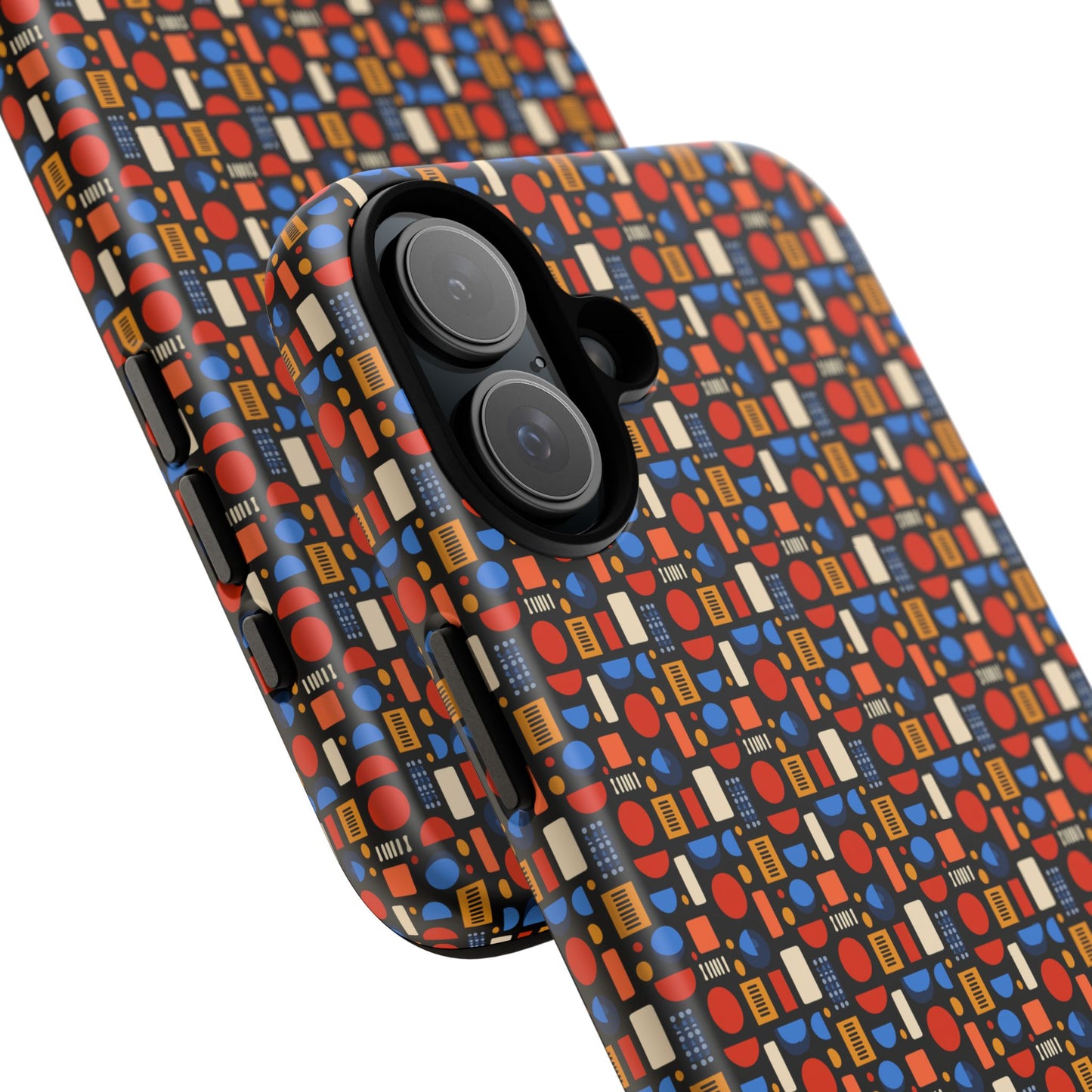 Geometric Retro Mosaic Tough Phone Case — Durable Colorful Protective Cover