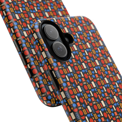 Geometric Retro Mosaic Tough Phone Case — Durable Colorful Protective Cover