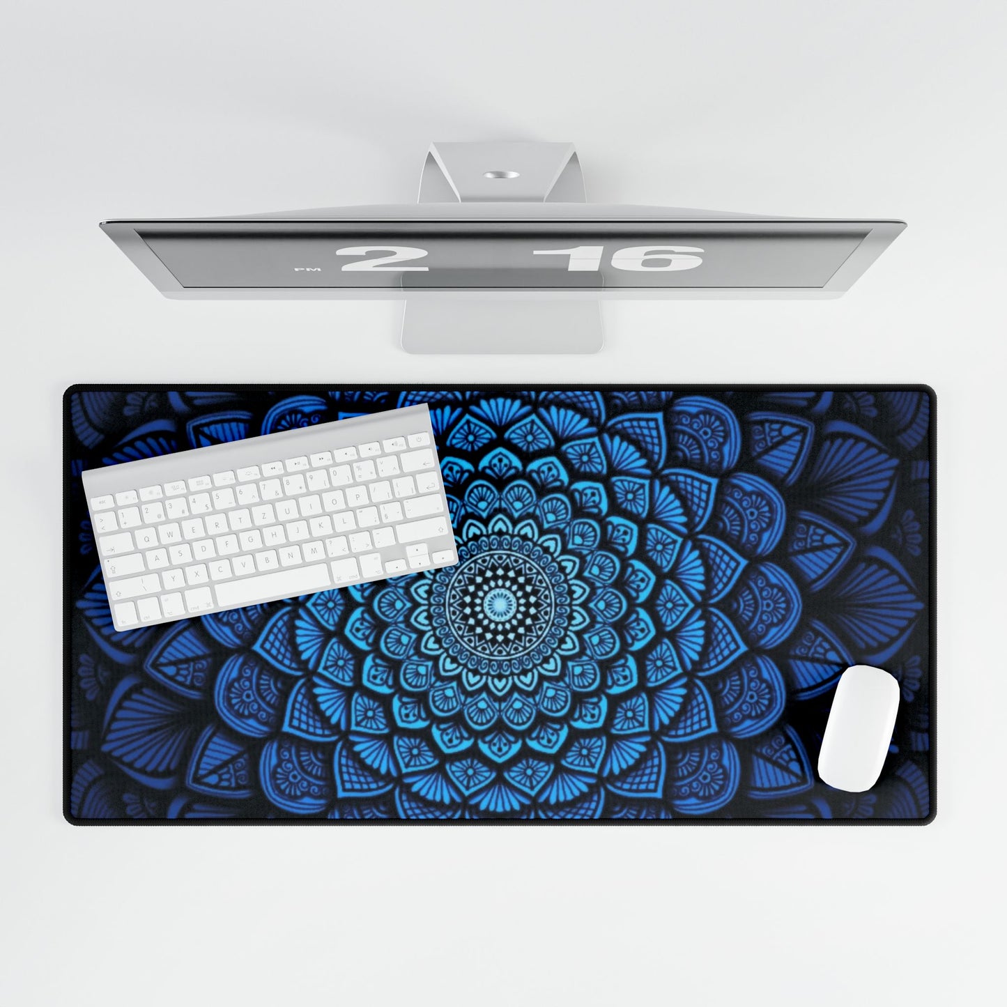 Blue Mandala Desk Mat — Large Yoga-Inspired Gaming Mouse Pad