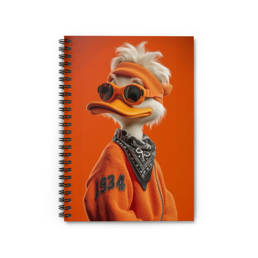 Cool Duck Spiral Notebook — Orange Retro Duck with Sunglasses (Ruled)