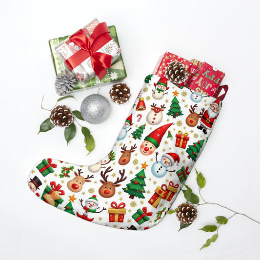 Christmas Stocking — Cute Santa, Reindeer & Snowman Holiday Stocking