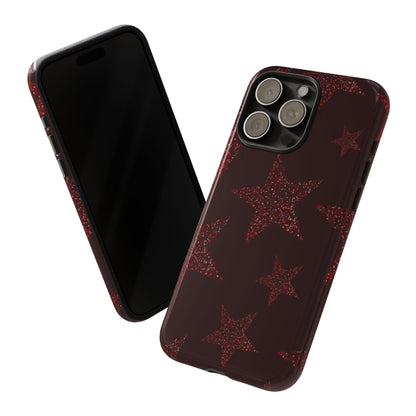 Glitter Red Star Tough Case — Shockproof iPhone Protective Cover