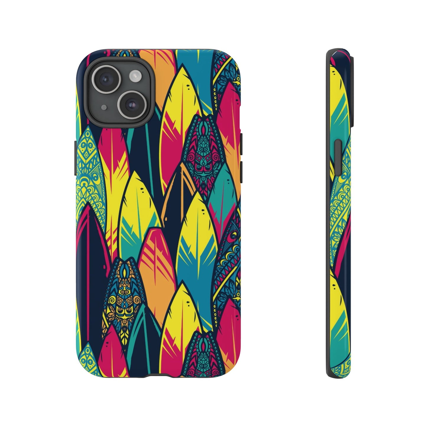 Colorful Surfboard Pattern Tough Phone Case — Tropical Beach Vibe