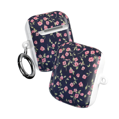 Floral Navy Pink Blossoms AirPod Case — Cute Protective Wireless Earbud Cover