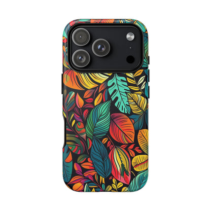 Colorful Tropical Leaves Phone Case — Vibrant Botanical Protective Cover