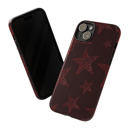 Glitter Red Star Tough Case — Shockproof iPhone Protective Cover