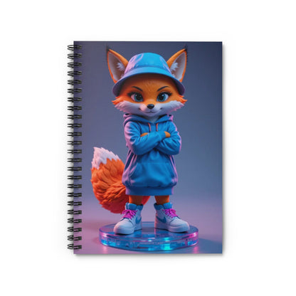 Fox Character Spiral Notebook — Cute Urban Fox in Hoodie Ruled Journal