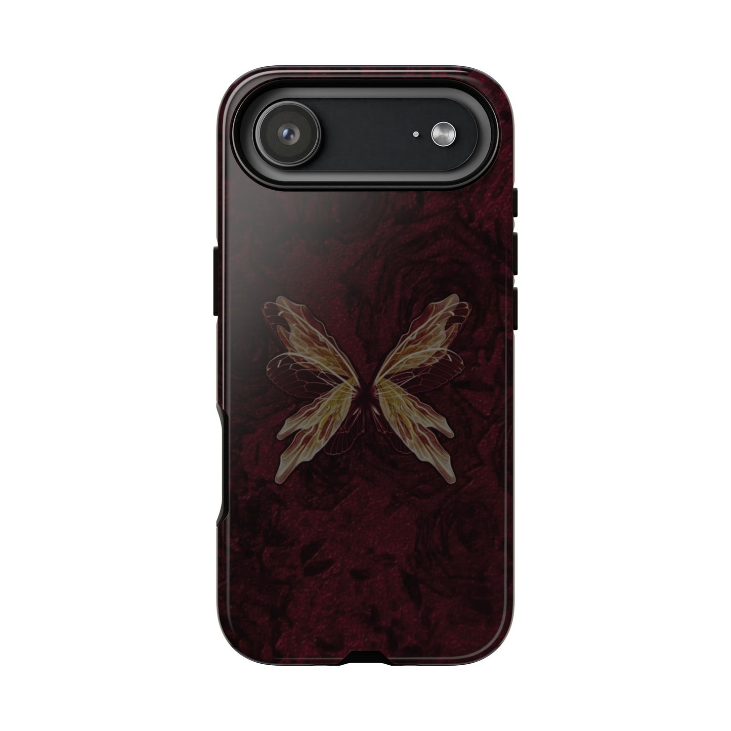 Butterfly Wing Tough Phone Case — Dark Maroon Protective iPhone Cover