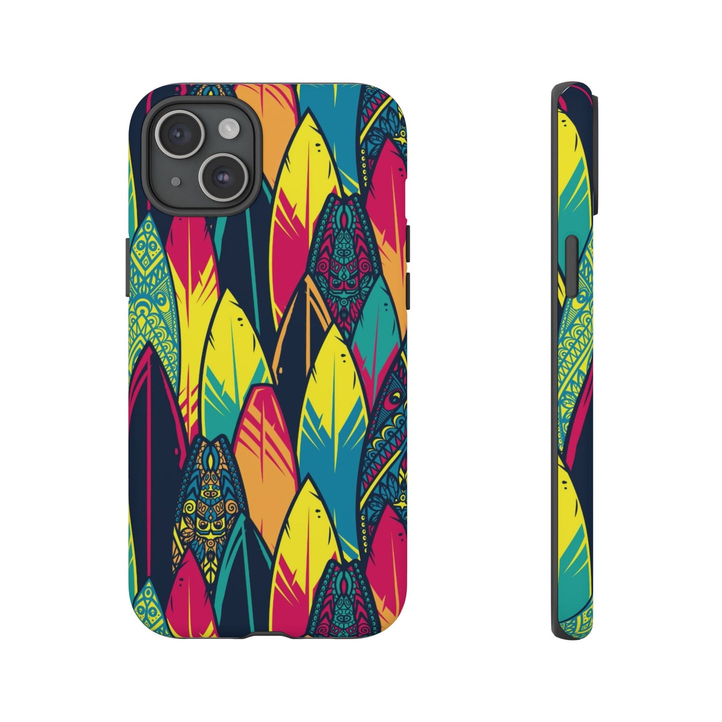 Colorful Surfboard Pattern Tough Phone Case — Tropical Beach Vibe