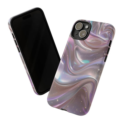 Iridescent Marble Tough Phone Case — Shimmery Swirl Protective Cover