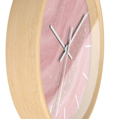Pink Marble Wall Clock — Modern Minimal Accent Clock for Bedroom & Office