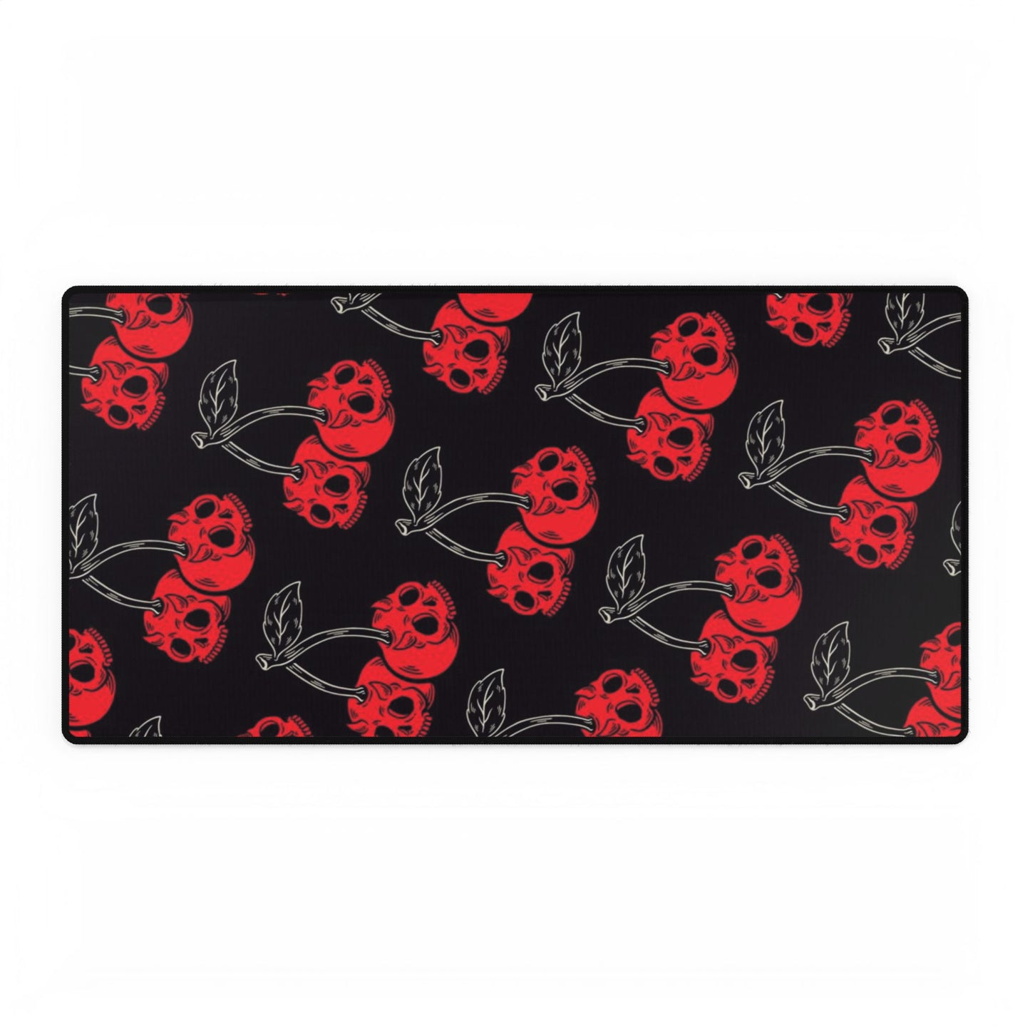 Cherry Skull Desk Mat — Gothic Red Cherry Pattern Mouse Pad