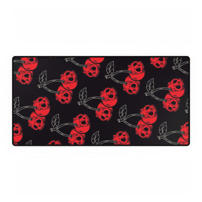 Cherry Skull Desk Mat — Gothic Red Cherry Pattern Mouse Pad