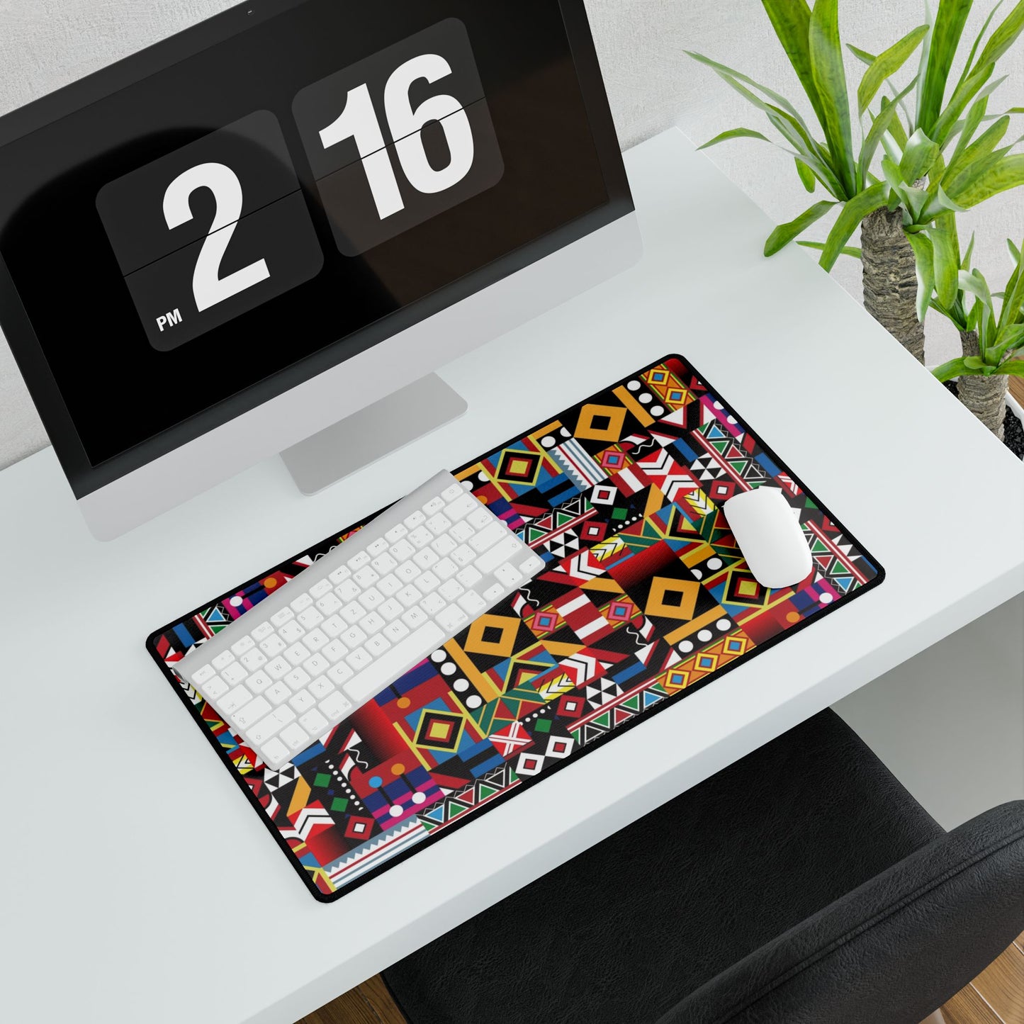 Vibrant Geometric African Pattern Desk Mat — Extra-Large Mousepad