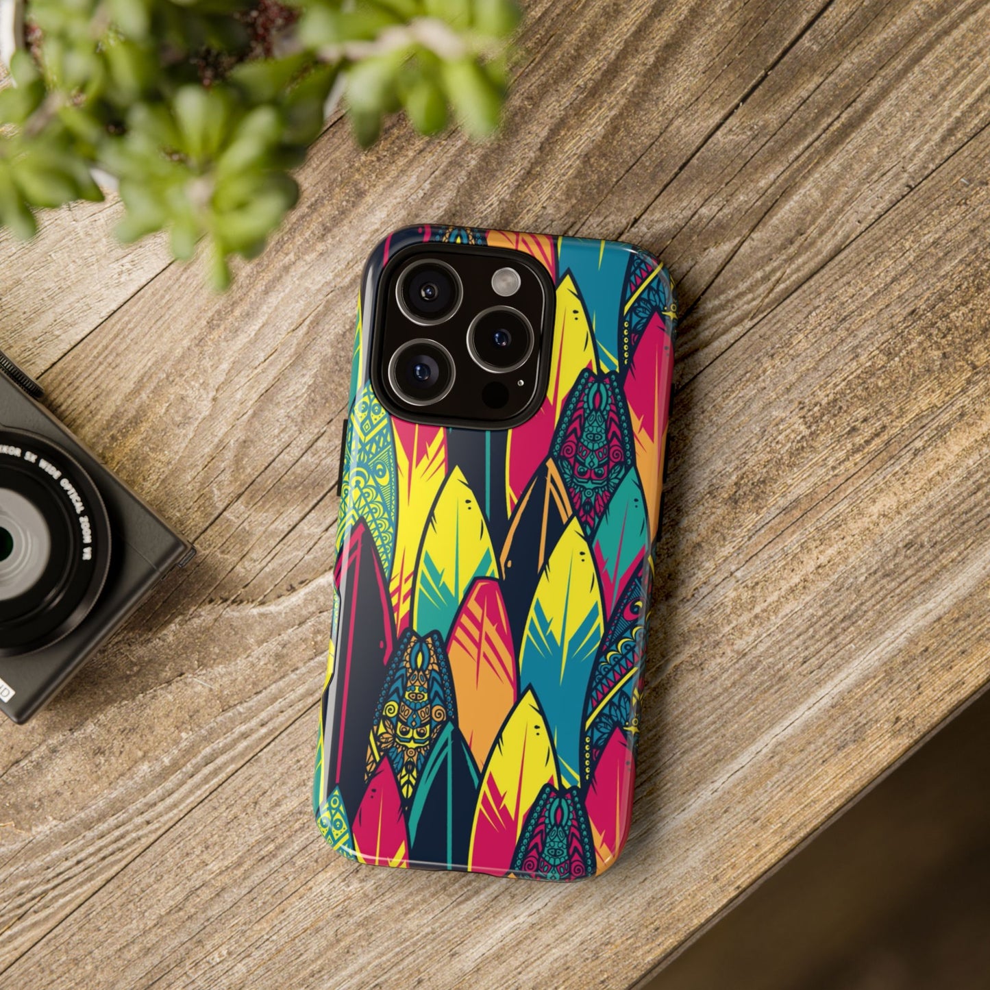 Colorful Surfboard Pattern Tough Phone Case — Tropical Beach Vibe
