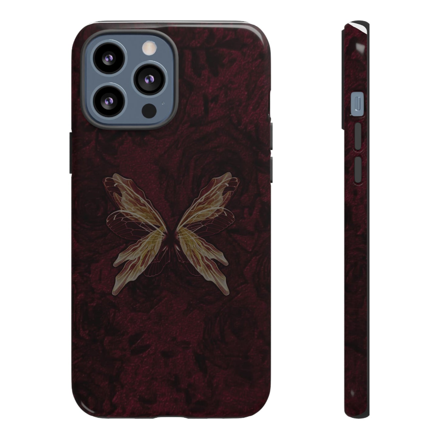 Butterfly Wing Tough Phone Case — Dark Maroon Protective iPhone Cover