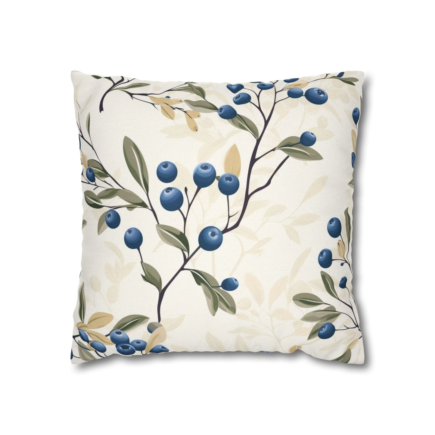 Blueberry Branch Decorative Pillowcase — Floral Throw Pillow Cover