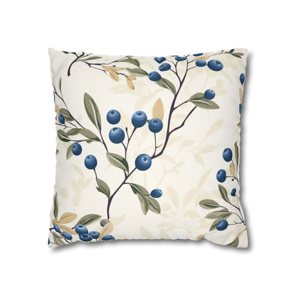 Blueberry Branch Decorative Pillowcase — Floral Throw Pillow Cover