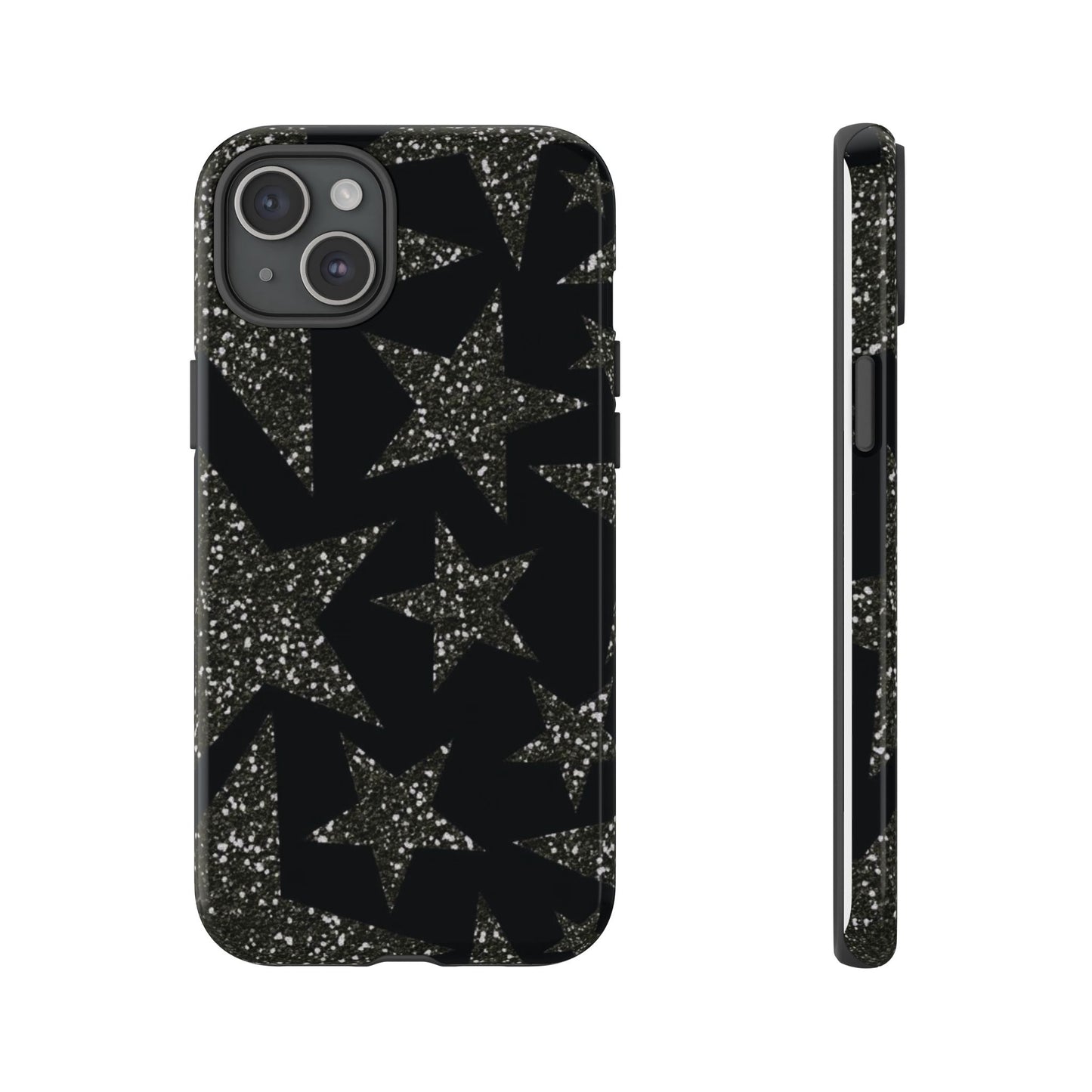 Glitter Star Tough Case — Black Sparkle Phone Case