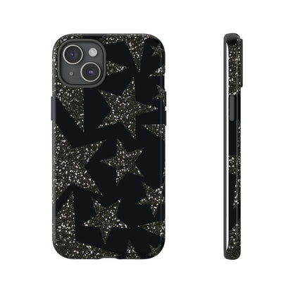 Glitter Star Tough Case — Black Sparkle Phone Case