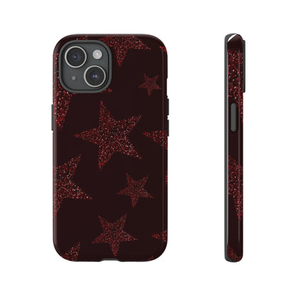 Glitter Red Star Tough Case — Shockproof iPhone Protective Cover
