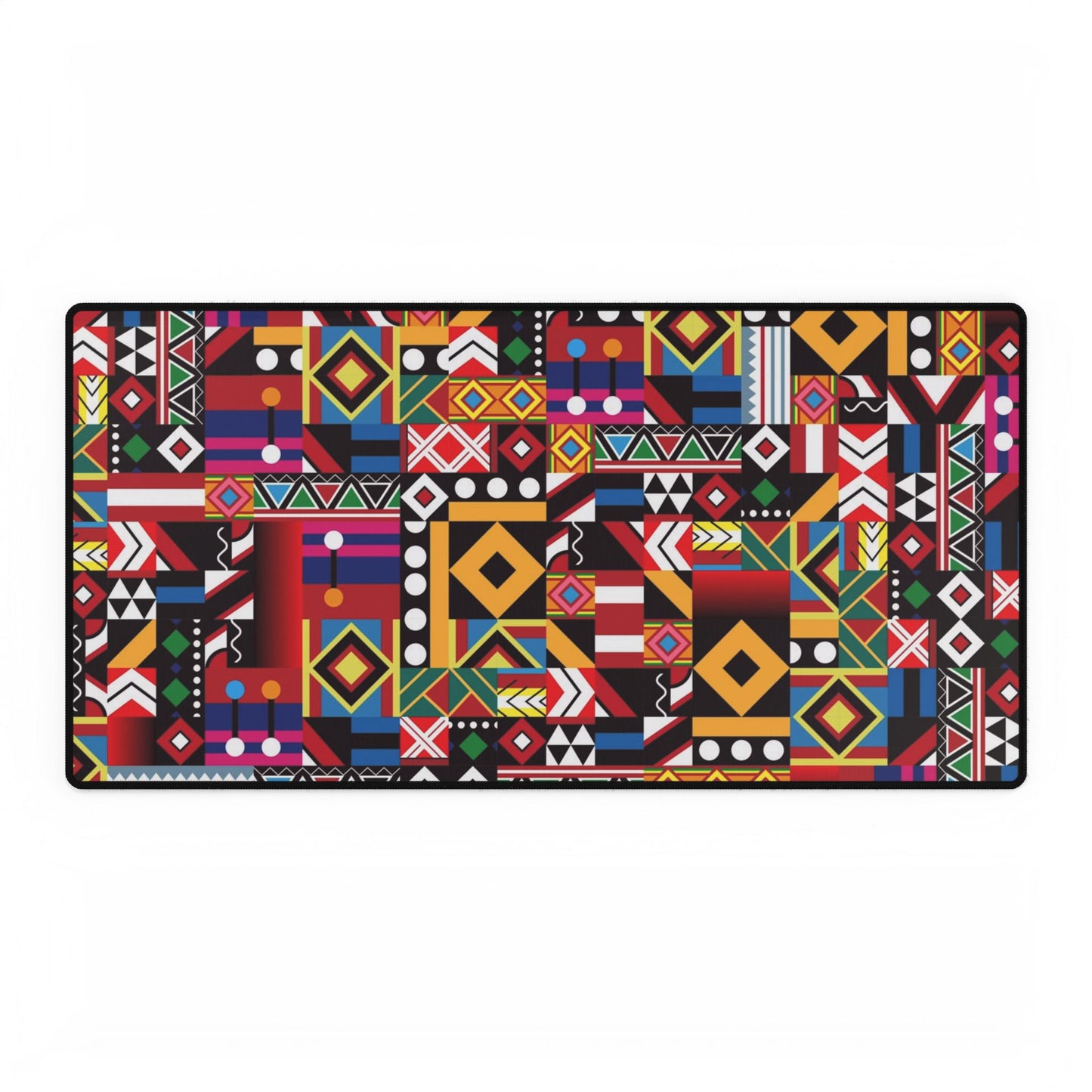 Vibrant Geometric African Pattern Desk Mat — Extra-Large Mousepad