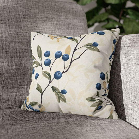 Blueberry Branch Decorative Pillowcase — Floral Throw Pillow Cover