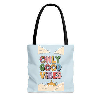 Only Good Vibes Tote Bag — Retro Sunny Peaceful Graphic Canvas Tote