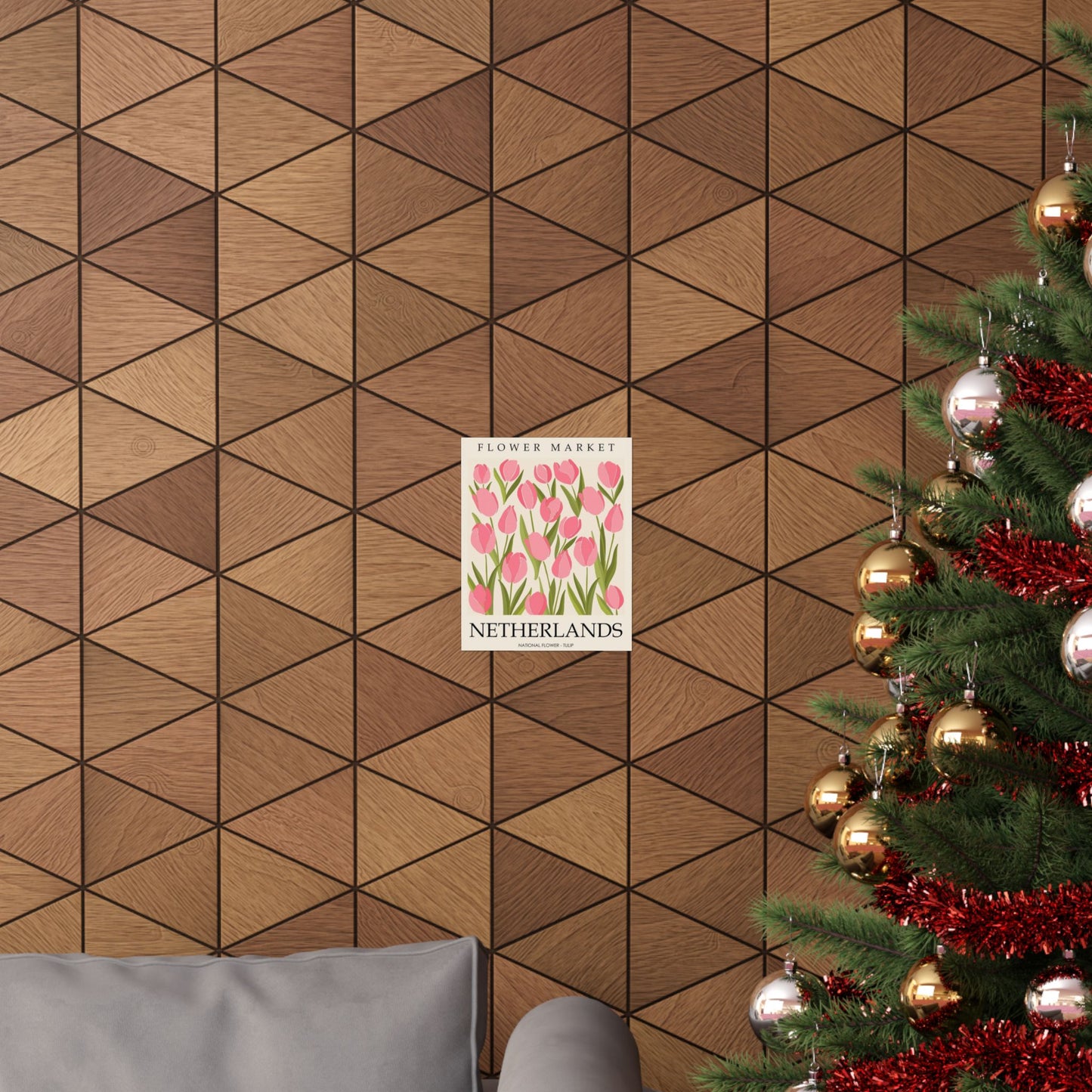 Netherlands Flower Market Poster – Pink Tulip Matte Vertical Art Print