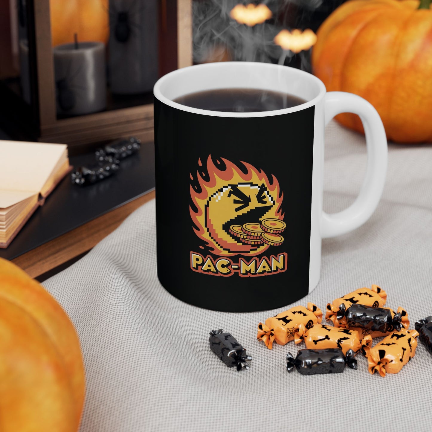 Pac-Man Retro Flame Mug — Vintage Arcade Gaming Coffee Cup (11oz, 15oz)