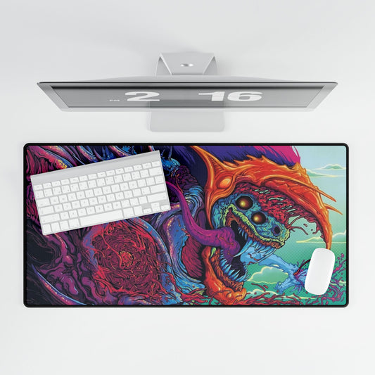 Psychedelic Monster Desk Mat — Colorful Skull Creature Gaming Mouse Pad