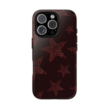 Glitter Red Star Tough Case — Shockproof iPhone Protective Cover