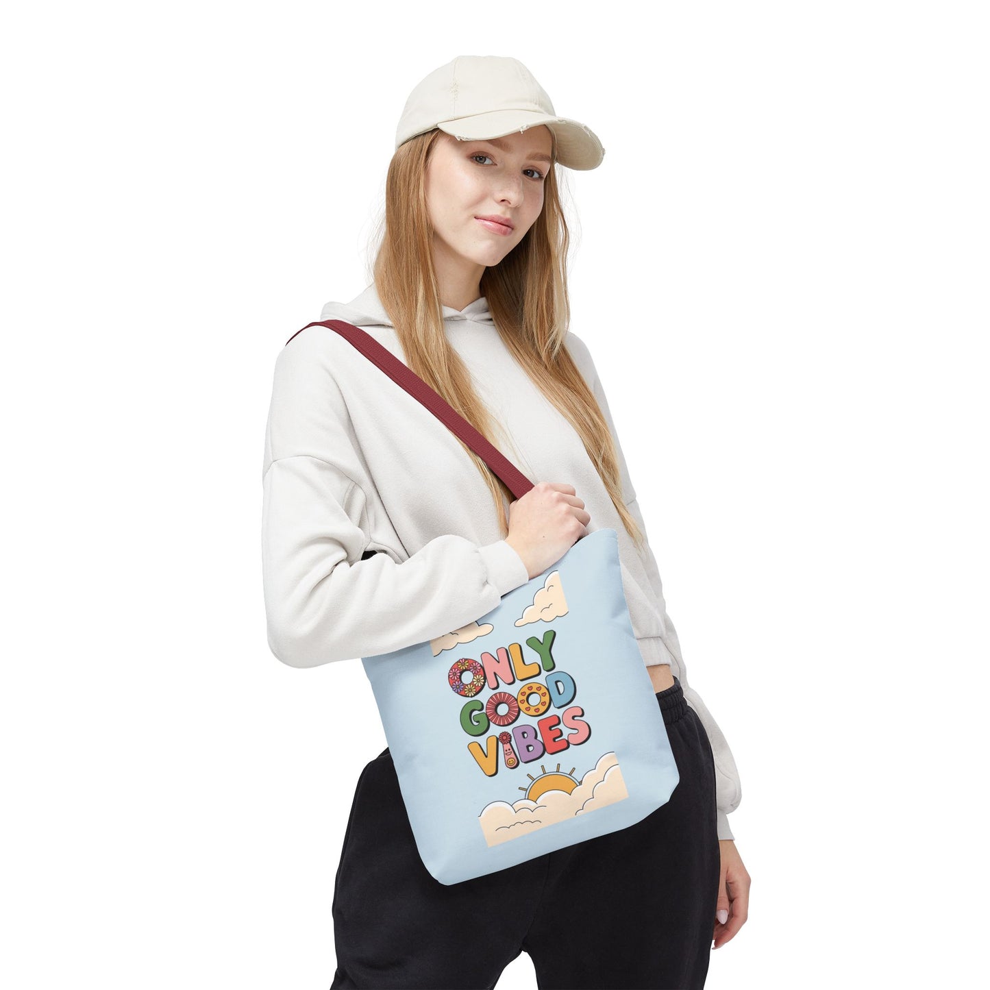 Only Good Vibes Tote Bag — Retro Sunny Peaceful Graphic Canvas Tote