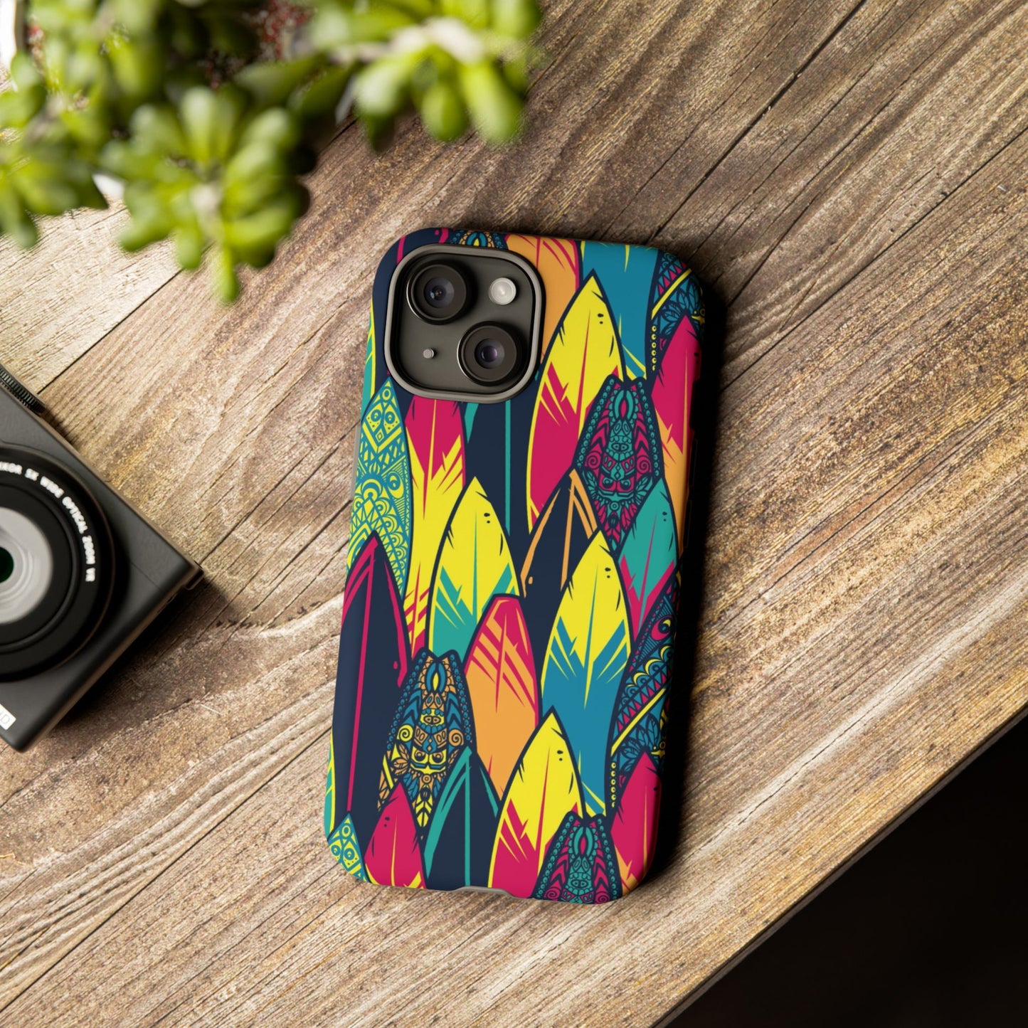 Colorful Surfboard Pattern Tough Phone Case — Tropical Beach Vibe