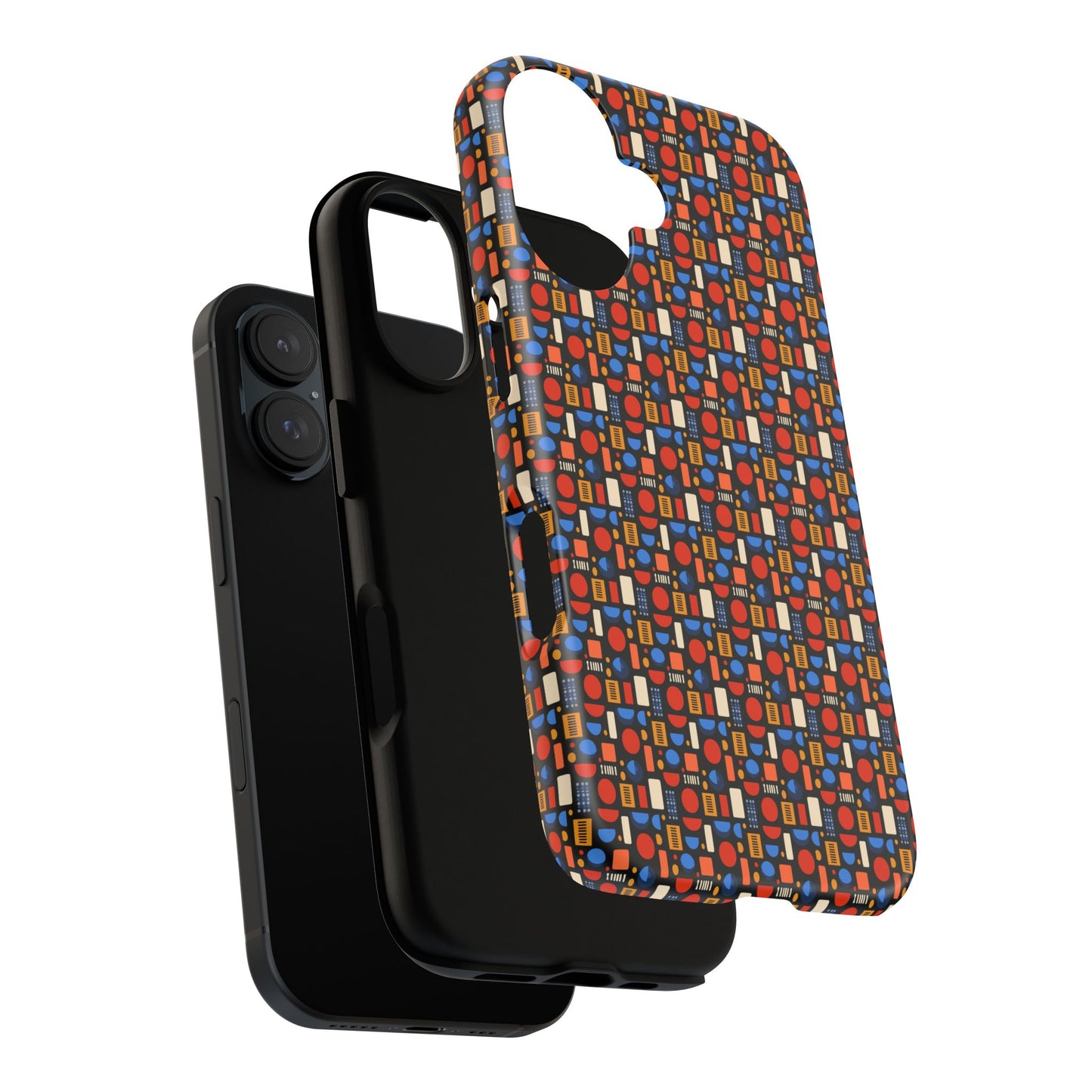 Geometric Retro Mosaic Tough Phone Case — Durable Colorful Protective Cover