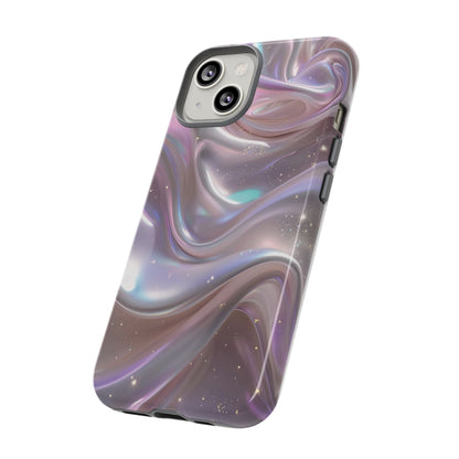 Iridescent Marble Tough Phone Case — Shimmery Swirl Protective Cover