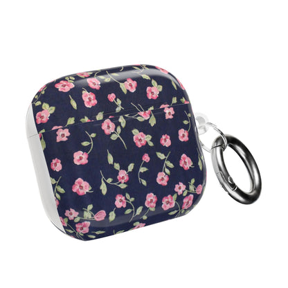 Floral Navy Pink Blossoms AirPod Case — Cute Protective Wireless Earbud Cover