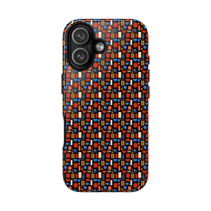 Geometric Retro Mosaic Tough Phone Case — Durable Colorful Protective Cover