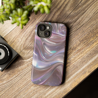 Iridescent Marble Tough Phone Case — Shimmery Swirl Protective Cover