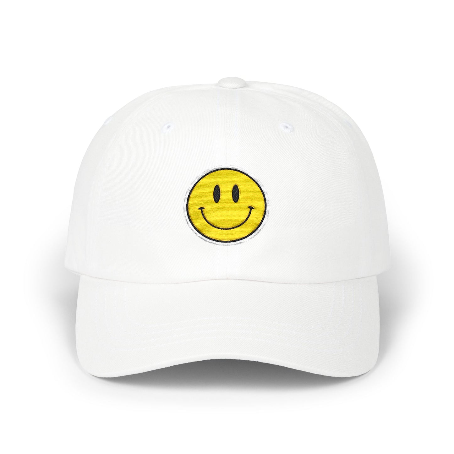 Smiley Face Dad Cap - Embroidered Yellow Smile Baseball Hat