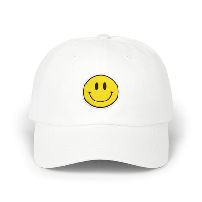 Smiley Face Dad Cap - Embroidered Yellow Smile Baseball Hat