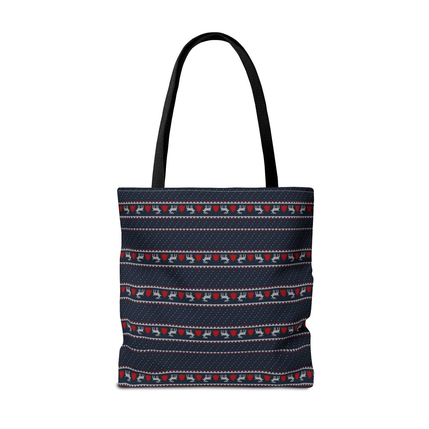 Holiday Reindeer Stripe Tote Bag — Festive Christmas Pattern Tote